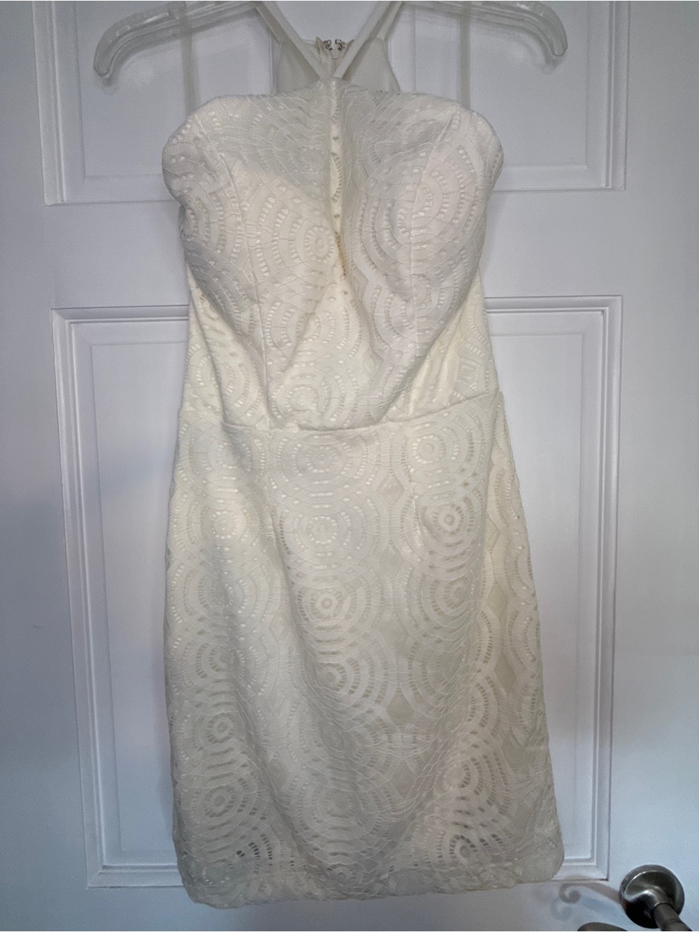 Windsor Ivory Strapless Lace Sheath Dress